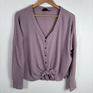 Urban Outfitters Out From Under Jojo‎ Waffle Knit Top Tie Front Oversized Small